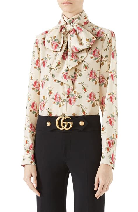 gucci silk tie blouse|gucci strapless blouse.